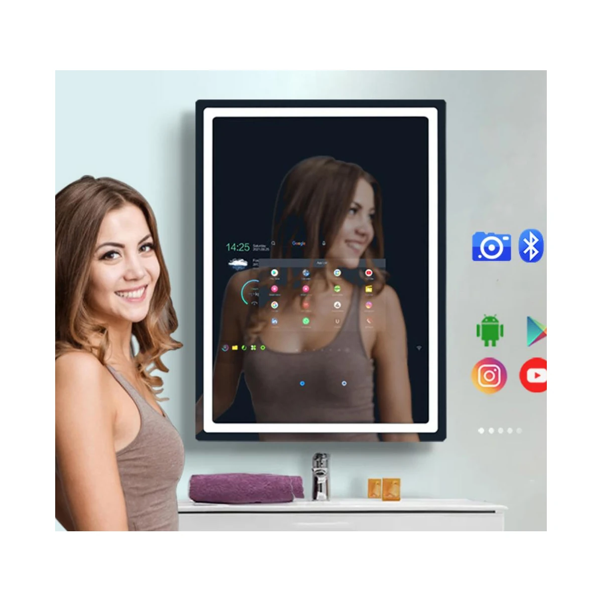 Wall-Mounted Smart Mirror Display